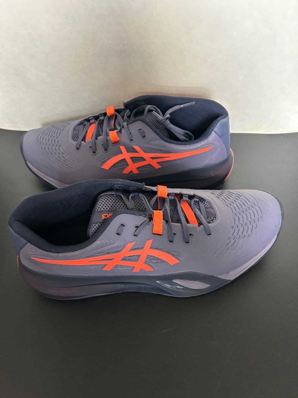Asics Gel-Resolution X Clay Men's Tennis Shoes Greyish Purple/Nova Orange 12.5 W - Picture 2 of 12